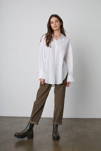 Rachel Cotton Shirting Top | White