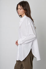 Rachel Cotton Shirting Top | White