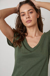 Lilith Cotton Slub V-Neck Tee | Dillweed