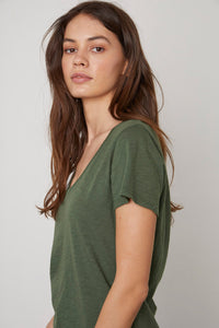 Lilith Cotton Slub V-Neck Tee | Dillweed