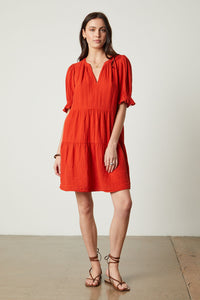 Clarissa Cotton Gauze Tiered Dress | Cherry