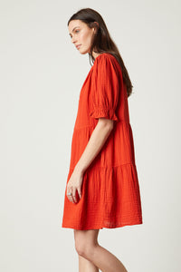 Clarissa Cotton Gauze Tiered Dress | Cherry