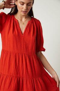 Clarissa Cotton Gauze Tiered Dress | Cherry