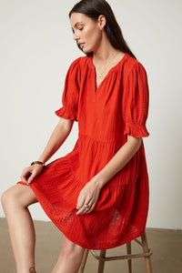 Clarissa Cotton Gauze Tiered Dress | Cherry