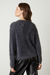 Ray Feather Yarn Crew Neck Sweater | Charcoal
