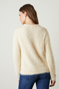 Ray Feather Yarn Crew Neck Sweater | Milk