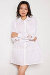 Cutwork Sleeve Babydoll Dress | White