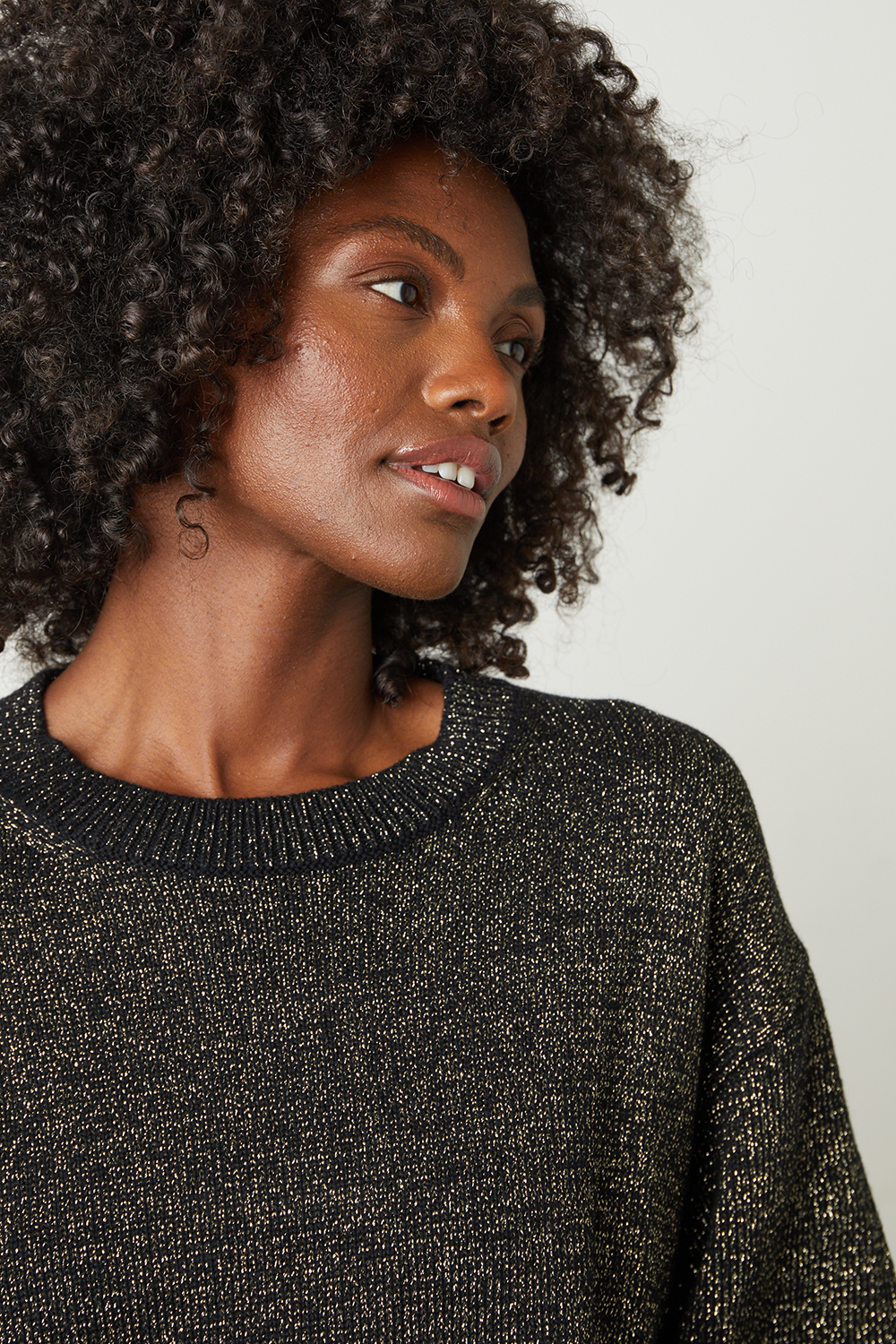 Hallie Lurex Cotton Cashmere Sweater | Black & Gold