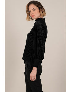 Pleated Velvet Top | Black