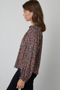 Iris Printed Challis Long Sleeve | Brushstroke