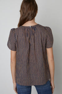 Vienna Short Sleeve Top | Stripe Print