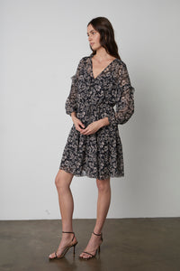 Selina L/S Dress | Black Floral