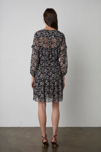 Selina L/S Dress | Black Floral