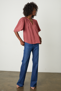 Avary Rayon Challis Top | Wildberry