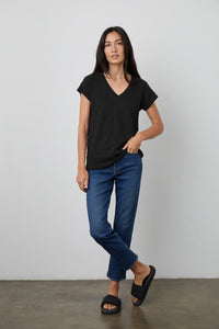 Jilian V-Neck Tee | Black