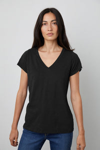 Jilian V-Neck Tee | Black
