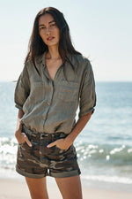Maria Linen Button Up Shirt | Olive