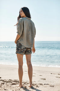 Maria Linen Button Up Shirt | Olive